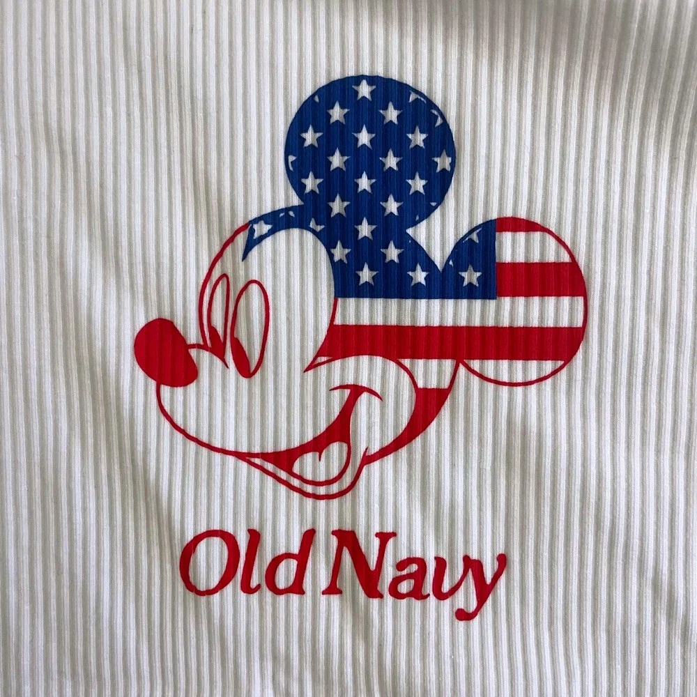 Old Navy Disney Mickey Mouse American Flag Ribbed Tank Top White Kids XXL 18 NWT